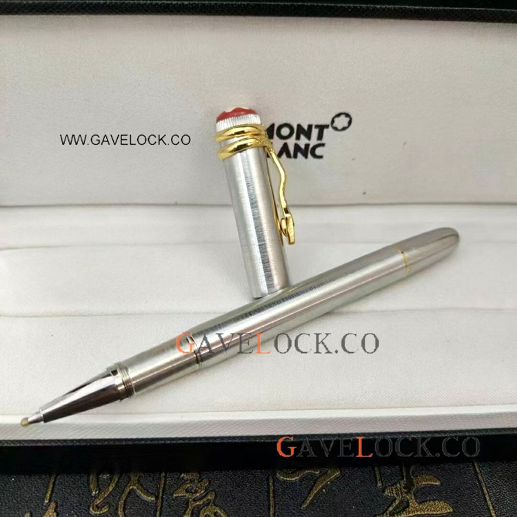 Fast Shipping Clone Mont blanc Rouge et Noir Silver and Gold Rollerball Pen